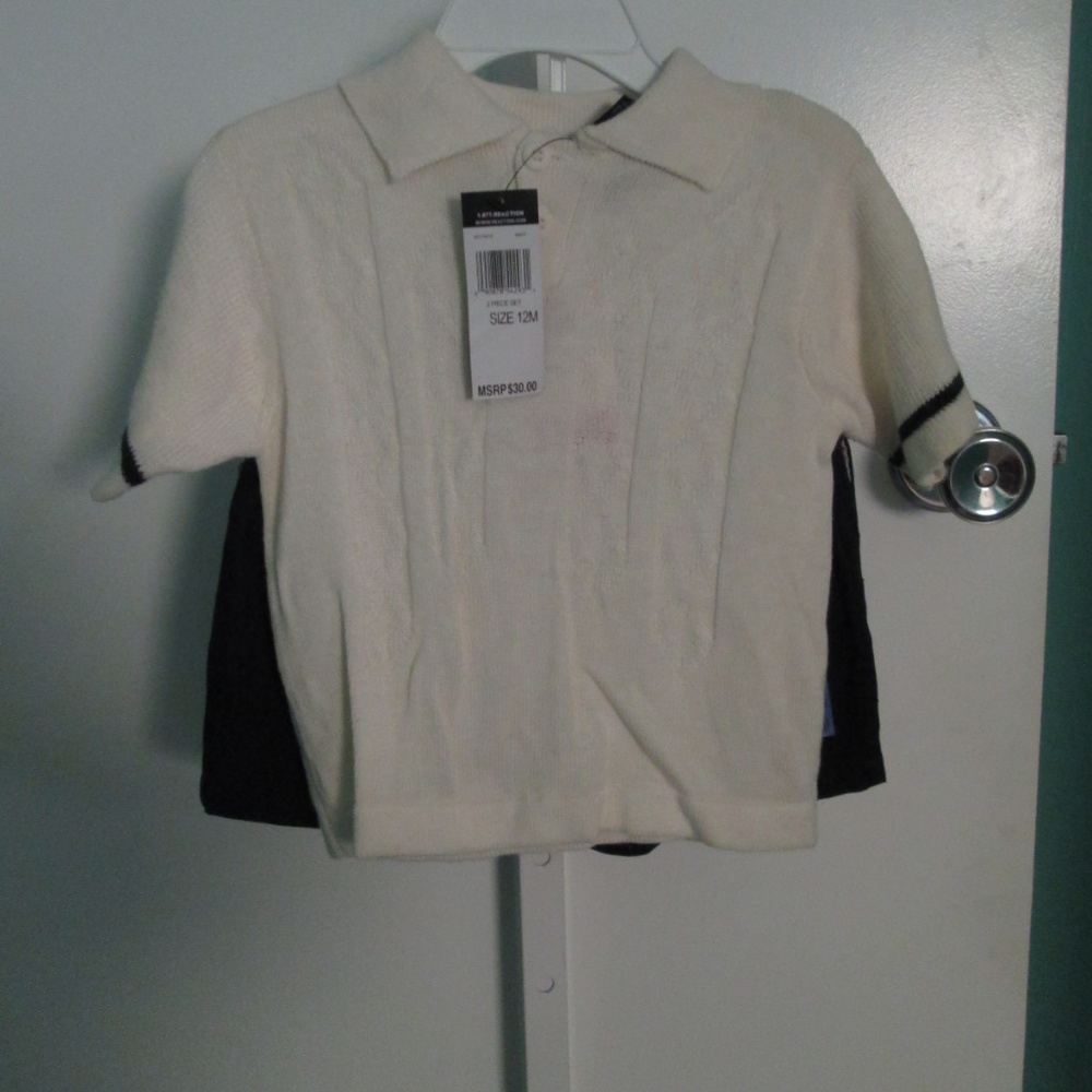 Boy's Navy Shorts & White S/S Sweater Outfit